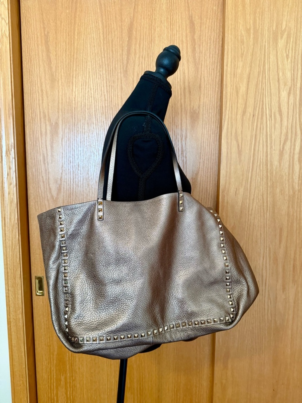 Valentino Garavani Metallic Bronze Rockstud Leather Tote NWOT